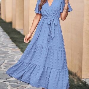 Amazon Light Blue Maxi Dress with Tie Waist